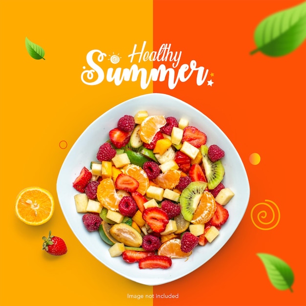 PSD banner de frutas de verão saudável