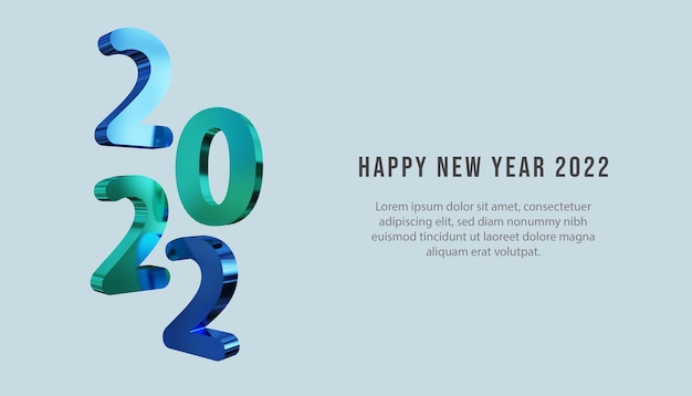 Banner de fundo de vidro 3D feliz ano novo 2022