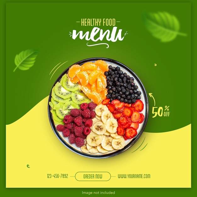 PSD banner de menu de comida saudável