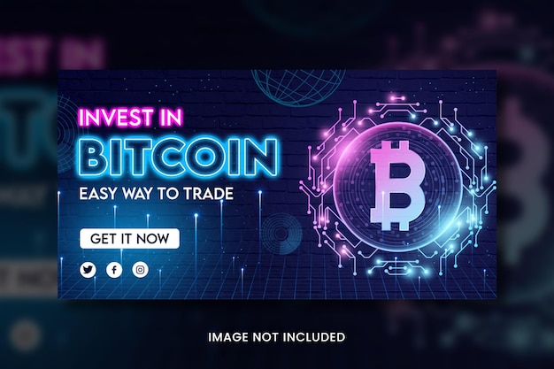 Banner de mídia social Bitcoin de moeda criptográfica
