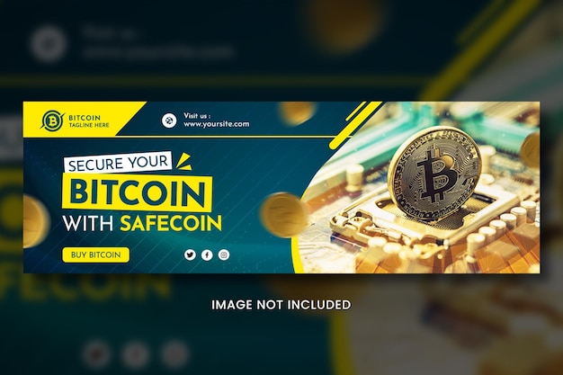 PSD banner de mídia social bitcoin de moeda criptográfica