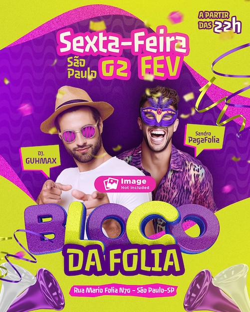 PSD banner de mídia social carna folia para eventos de carnaval