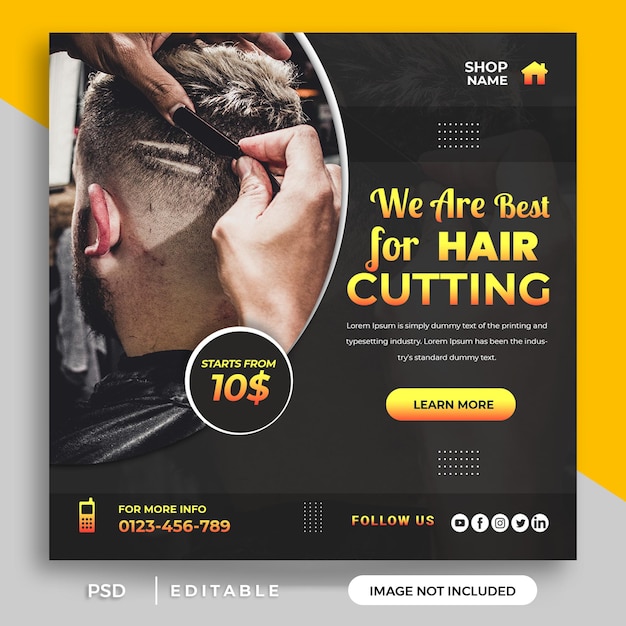 Banner de mídia social da barbearia ou modelo de postagem do instagram