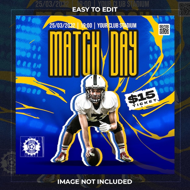 Banner de mídia social da praça do clube de futebol do match day