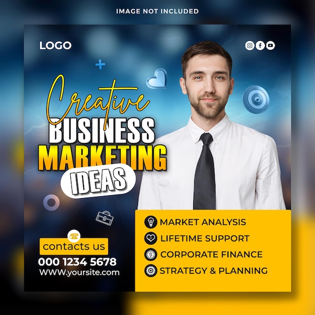 banner de mídia social de agência de marketing digital corporativo ou modelo de postagem no Instagram