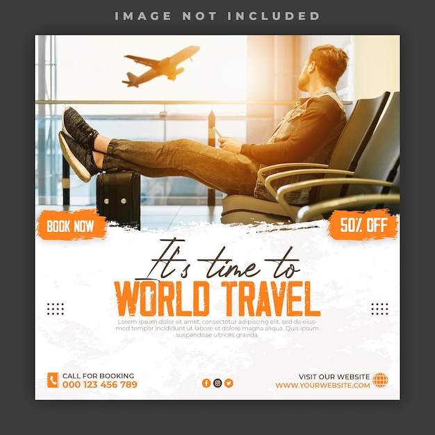 Banner de mídia social de agência de viagens