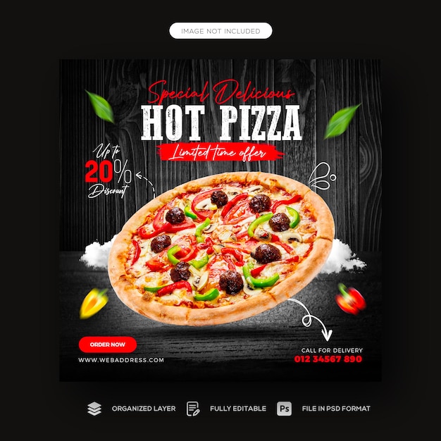 Banner de mídia social de comida e design de modelo de postagem do Instagram
