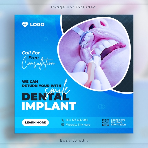 Banner de mídia social de cuidados médicos odontológicos e odontológicos ou design de modelo de postagem do instagram