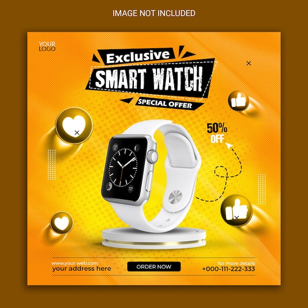 Modelo De Design De Banner De Relógio Inteligente Aplicativo Smartwatch De  Mídia Social De Relógio Inteligente Royalty Free SVG, Cliparts, Vetores, e  Ilustrações Stock. Image 211754610