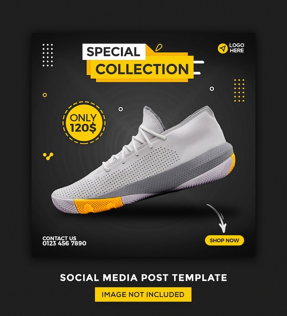 Banner de mídia social de sapatos e design de modelo de postagem do instagram