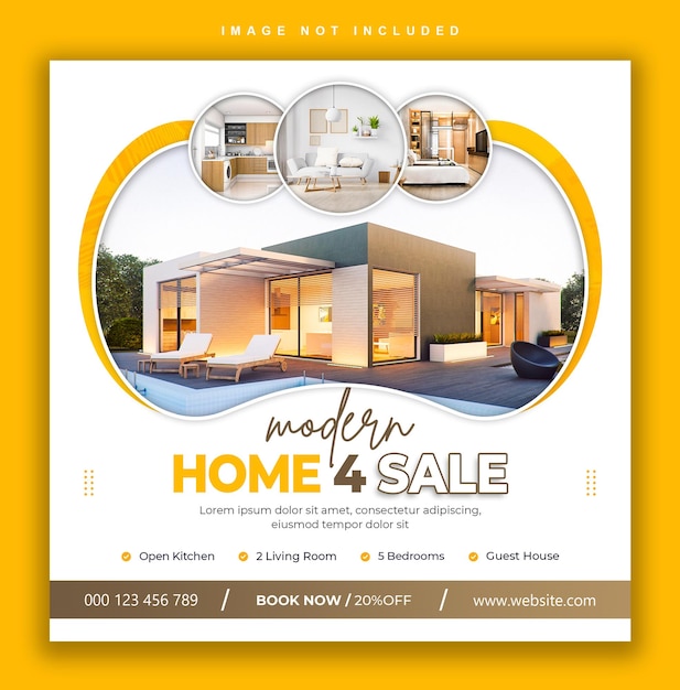 Banner de mídia social de venda de casa imobiliária ou modelo de postagem do instagram