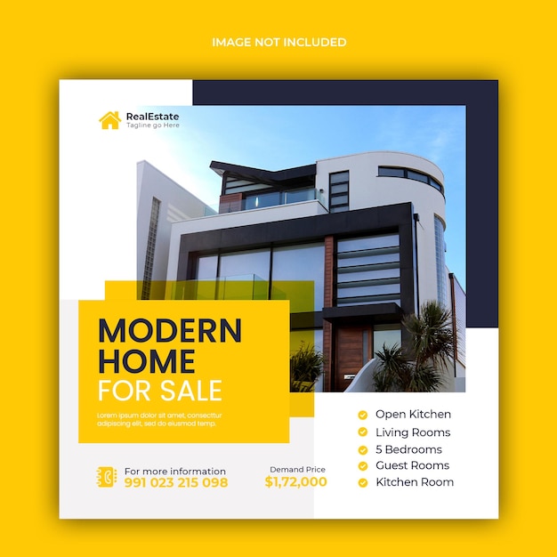 Banner de mídia social de venda de casa imobiliária ou modelo de postagem no Instagram