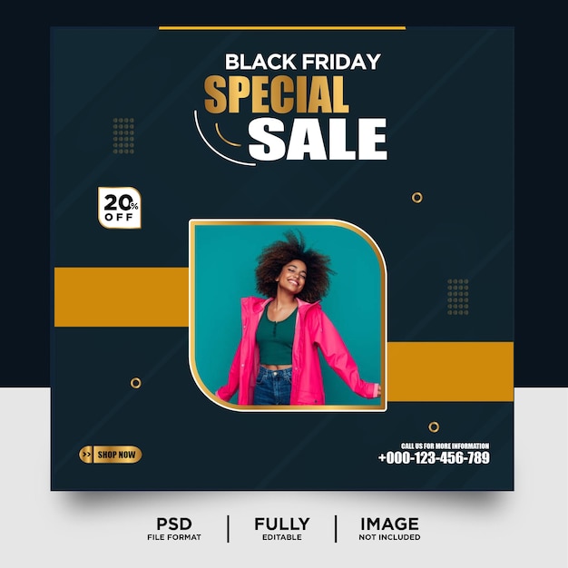 Banner de mídia social de venda de moda de Black Teal Color Black Friday
