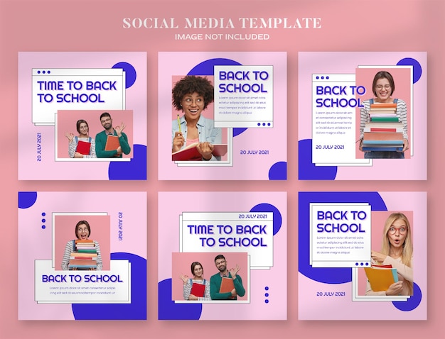 Banner de mídia social de volta às aulas e modelo de postagem no instagram com estilo retro estético de computador