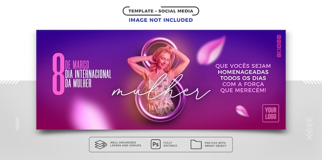 PSD banner de mídia social dia internacional da mulher 8 de março