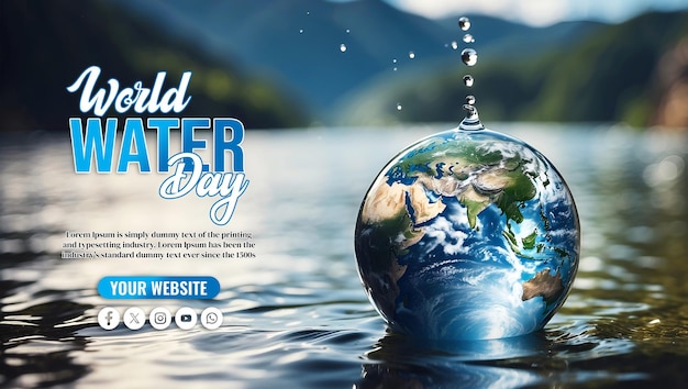 PSD banner de mídia social do dia mundial da água