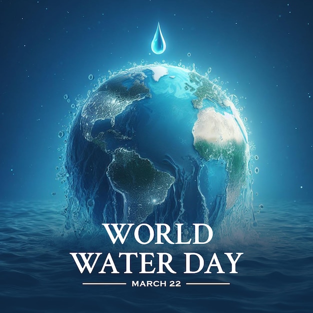 PSD banner de mídia social do psd para o dia mundial da água com uma natureza em gotas de água e fundo do dia da água