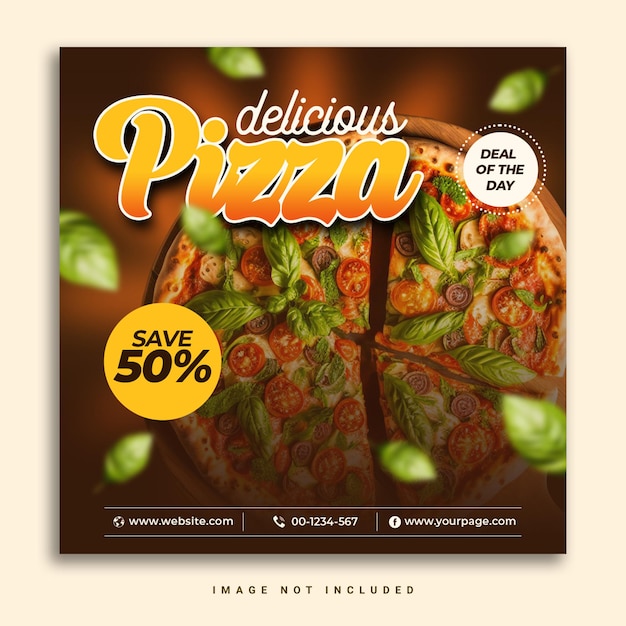 Banner de mídia social especial delicioso para refeição de pizza no instagram modelo de postagem psd
