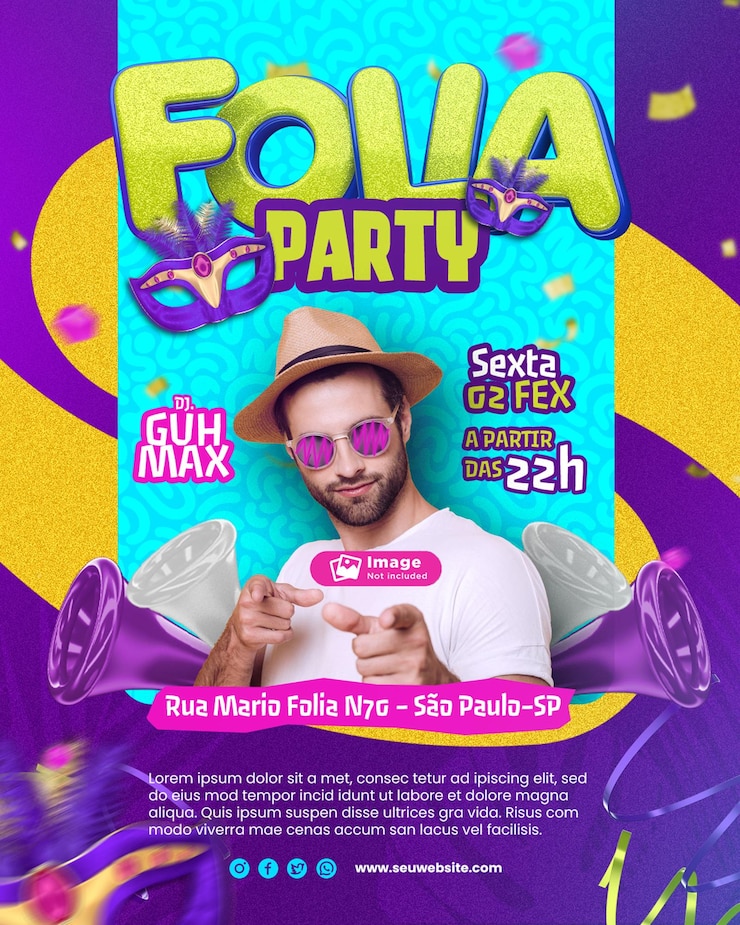 PSD banner de mídia social eventos de festas de carnaval