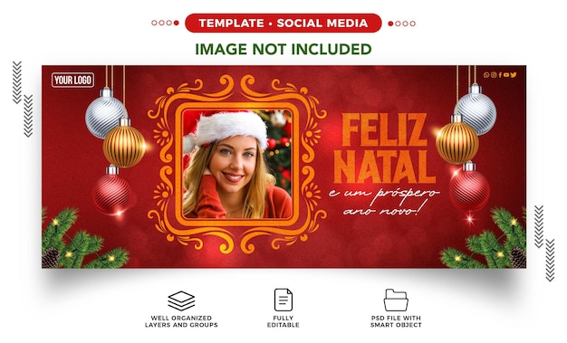 PSD banner de mídia social instagram feliz natal e um próspero ano novo