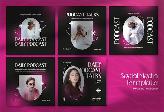 Banner de mídia social moderno de podcast e modelo de postagem no instagram