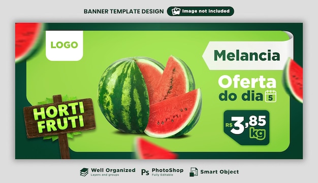 PSD banner de mídia social oferece modelo de hortifruti brasil