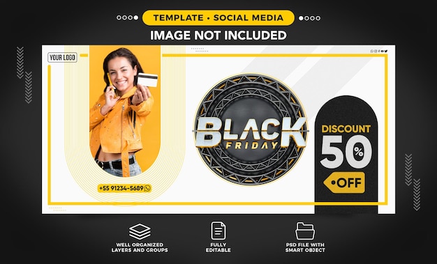 Banner de mídia social para desconto na black friday