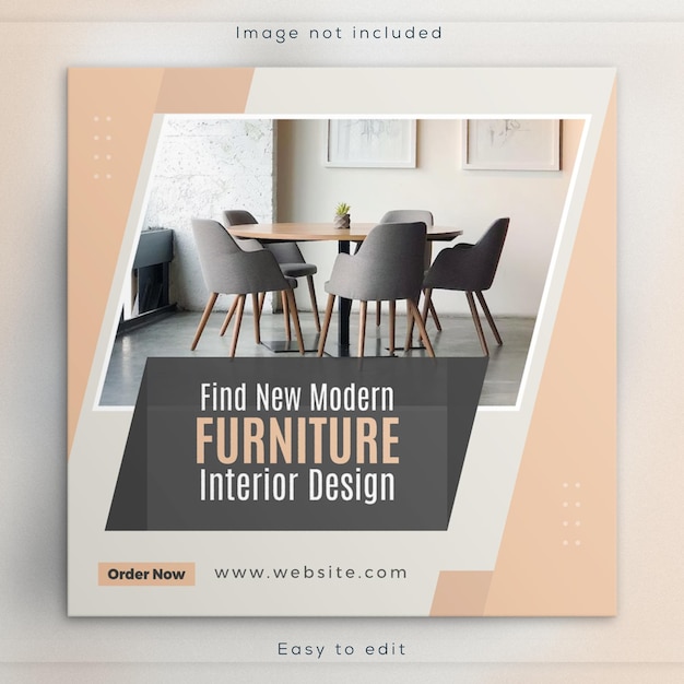 Banner de mídia social para móveis de interior Modelo de postagem do Instagram de interior moderno mais vendido