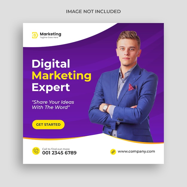 Banner de mídia social para promoção de marketing corporativo e digital