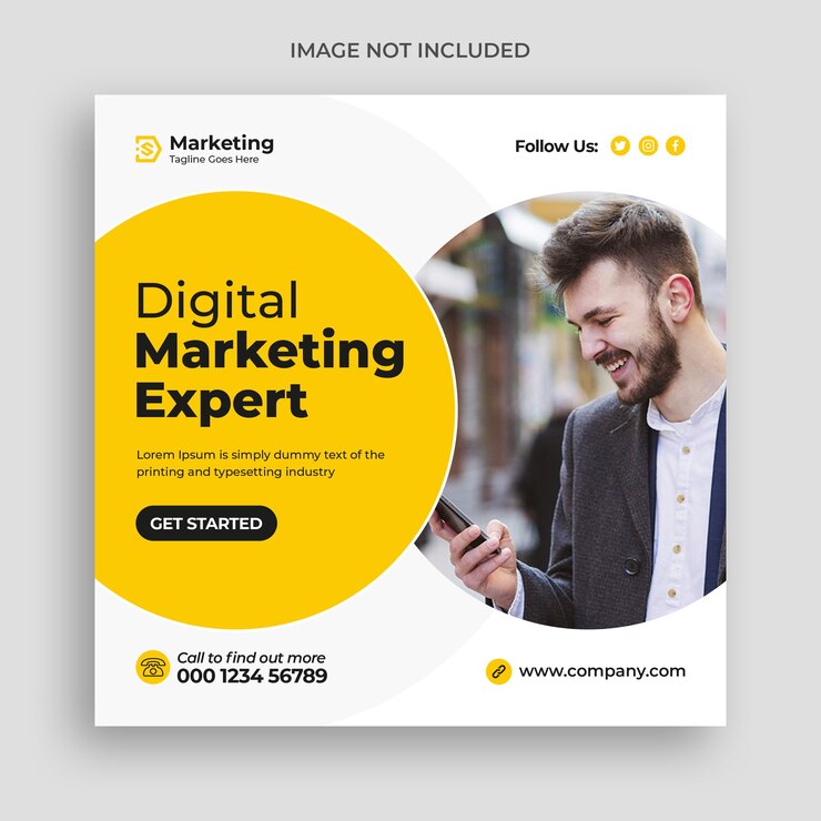 Banner de mídia social para promoção de marketing corporativo e digital