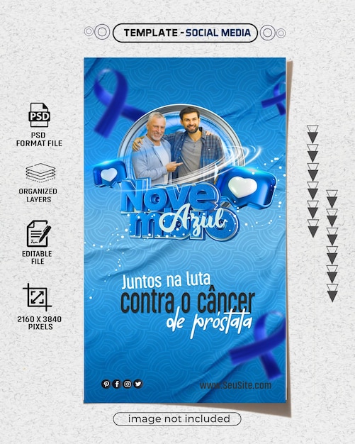 PSD banner de mídia social para tema de campanha de novembro azul no brasil