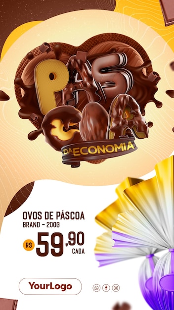 PSD banner de mídia social páscoa da economia psd premium