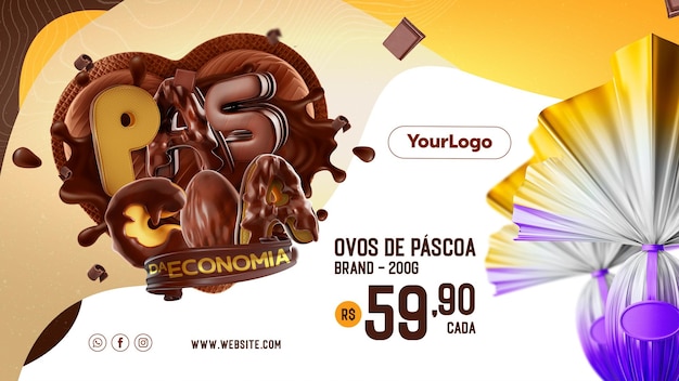 PSD banner de mídia social páscoa da economia psd premium