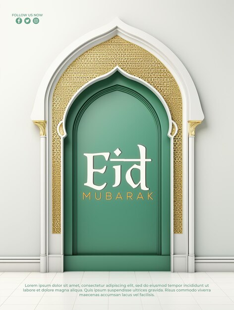 PSD banner de mídia social religiosa do festival islâmico tradicional eid mubarak