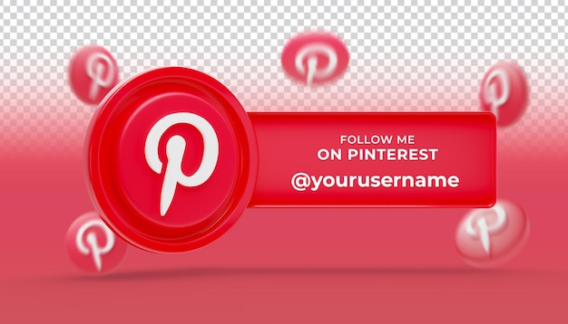 PSD banner de mídia social renderizado em 3d do pinterest