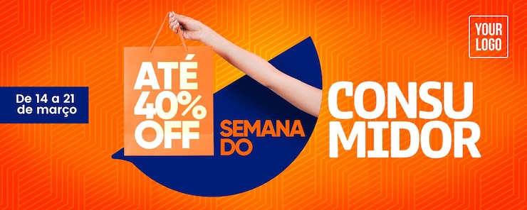 PSD banner de mídia social semana do consumidor com 40 de desconto