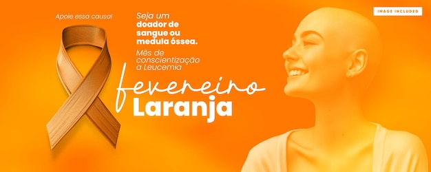 PSD banner de modelo de mídia social laranja de fevereiro seja um doador