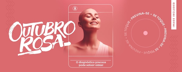 PSD banner de modelo de mídia social outubro rosa diagnóstico precoce