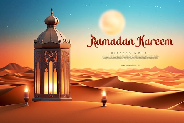 Banner de modelo de postagem de mídia social do Ramadan Kareem