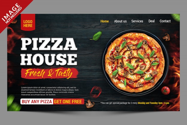 PSD banner de modelo para restaurante de pizza para publicação em mídia social