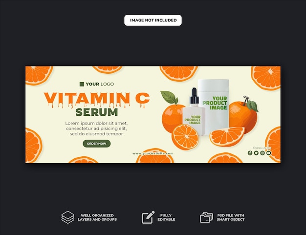 PSD banner de modelo psd e anúncios de capa o soro de vitamina c pode ser usado para a venda de modelos de mídia social