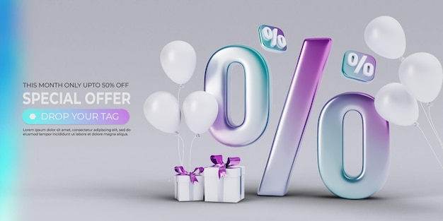 Banner de oferta especial 3d com modelo de efeito de texto 3d editável
