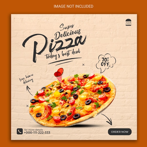 Banner de postagem de mídia social de pizza super deliciosa