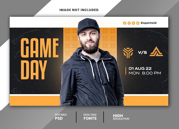 PSD banner de postagem de mídia social do esports gameday