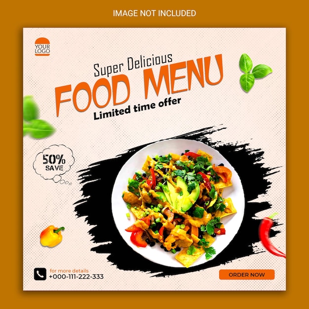 banner de postagem de mídia social do menu de comida.