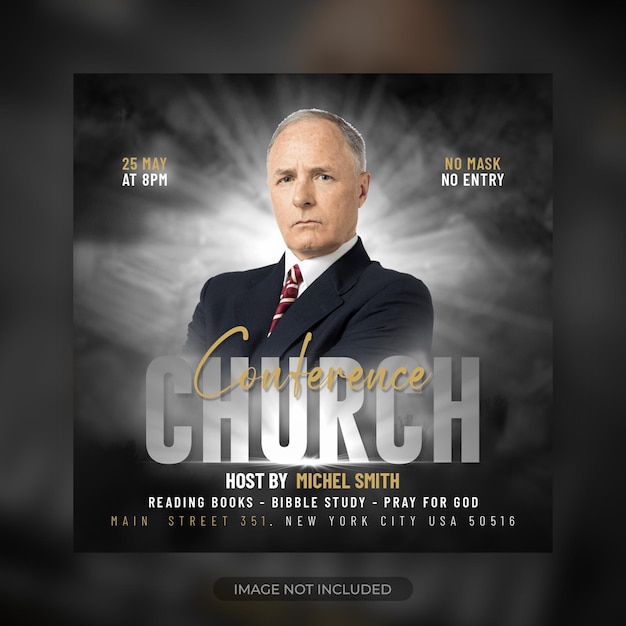 Banner de postagem de mídia social para panfleto de conferência da igreja