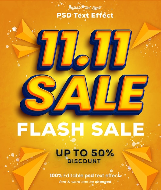 Banner de postagem de venda em flash 1111 com efeito de texto 3d