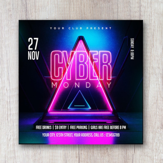 PSD banner de postagem em mídia social do cyber monday square flyer