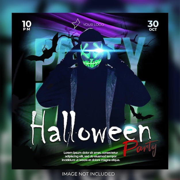 PSD banner de pôster do clube de festa de halloween feed de postagem em mídia social