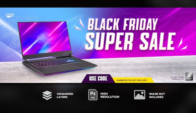 Banner de promoção da venda de laptops para jogos